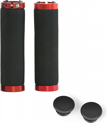 Set de 2 manere ergonomice pentru biciclete/ scutere PenuSpt, rosu/negru, spuma, 22,3 mm - Img 1