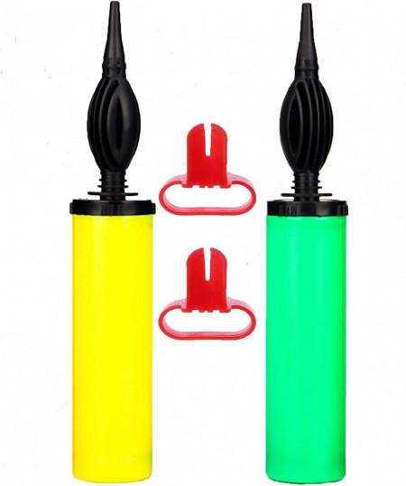 Set de 2 pompe pentru umflat baloane Ding Yongliang, plastic, verde/galben, 28 x 5 cm