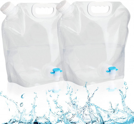 Set de 2 recipiente pentru apa pliabile TTDCQQID, PE, transparent, 10 l