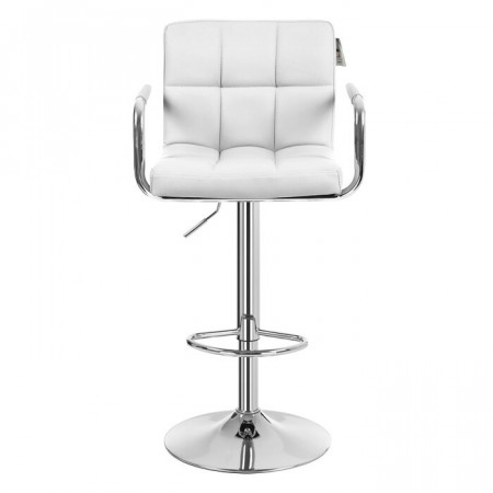 Set de 2 scaune de bar Bergin, metal, alb, 53 x 47 cm - Img 1