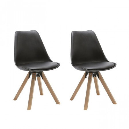 Set de 2 scaune Lacy, lemn, negre, 87 x 48 x 52 cm - Img 1