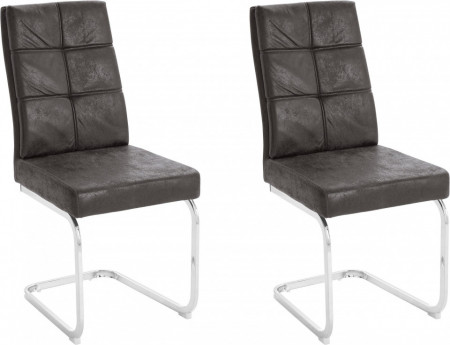 Set de 2 scaune Lale, microfibra/metal, antracit/argintiu, 45x61x95 cm - Img 1