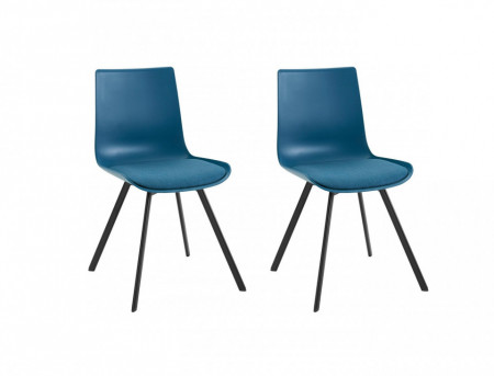 Set de 2 scaune Lucky, tesatura/metal, albastru petrol/negru, 48x40x43 cm - Img 1