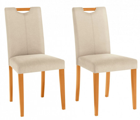 Set de 2 scaune Siena - tapitate - crem/lemn - Img 1