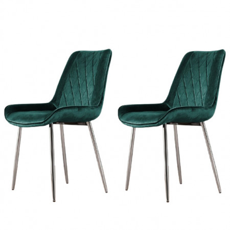 Set de 2 scaune tapitate Chowchilla, verde/argintiu, 88 x 52 x 61,5 cm