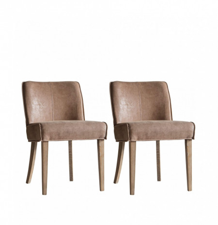 Set de 2 scaune Tarnby, piele/ lemn, maro, 50 x 58 x 89 cm