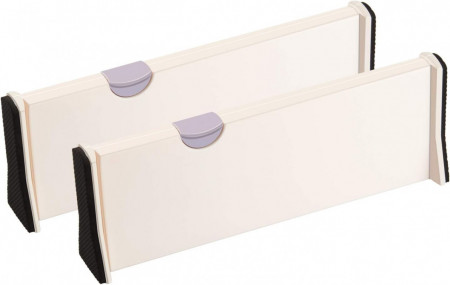 Set de 2 separatoare pentru dulap/ sertar ARyee, plastic/spuma, alb/negru, 10 x 28-43 cm