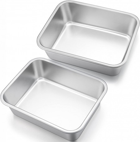 Set de 2 tavi pentru cuptor HaWare, otel inoxidabil, argintiu, 27 x 21 x 8 cm