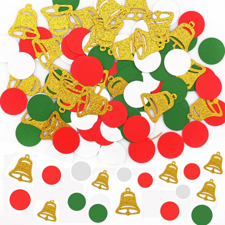 Set de 200 decoratiuni confetti de Craciun Gukasxi, hartie, multicolor, 3-4 cm - Img 1