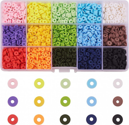 Set de 2850 margele pentru bratari/coliere Ornaland, polimer, multicolor, 6 mm