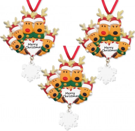 Set de 3 ornamente pentru Craciun Qetrabone, model reni, rasina, multicolor