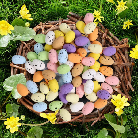 Set de 30 oua colorate pentru Paste Sayala, spuma, multicolor, 1,8 x 1,6 cm