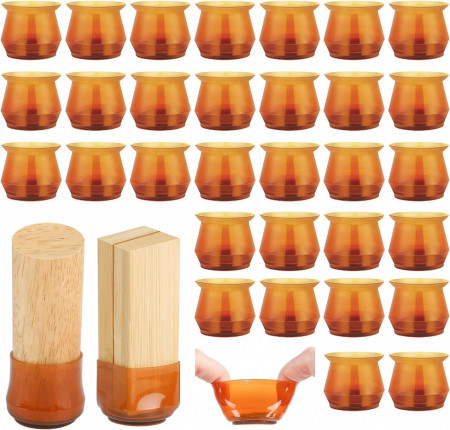 Set de 32 protectii pentru mobilier ColorfulLaVie, TPE, maro, 3,8 x 3,5 cm