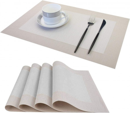 Set de 4 naproane Balcony&Falcon, PVC, bej, 30 x 45 cm
