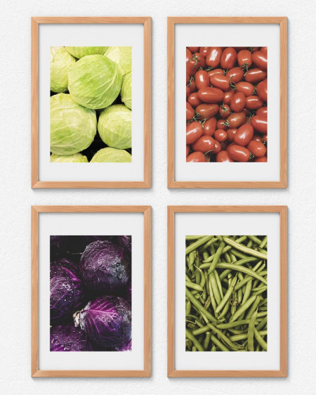 Set de 4 postere cu legume Generico, hartie, multicolor, 30 x 21 cm