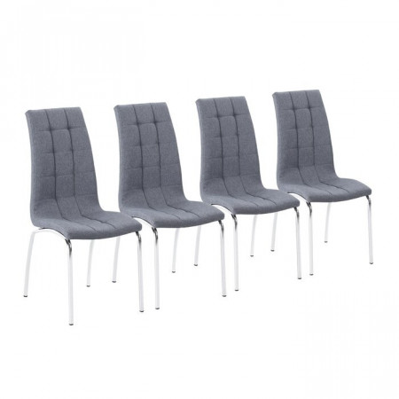 Set de 4 scaune Tani, gri/argintii, 100 x 42 x 58 cm - Img 1