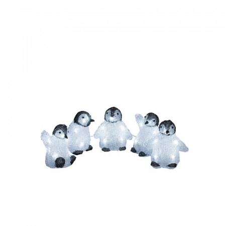 Set de 5 pinguini decorativi cu LED, 12 x 12 cm - Img 1