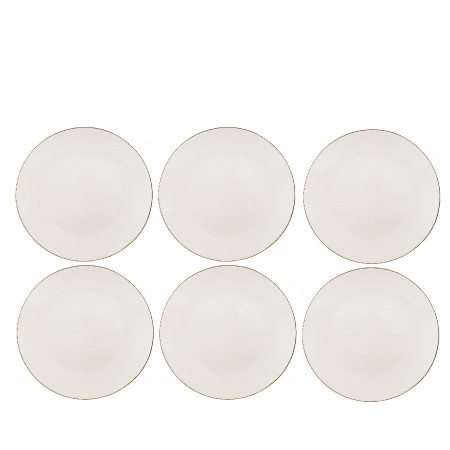 Set de 6 farfurii Allure, ceramica, alb/auriu, 26 cm