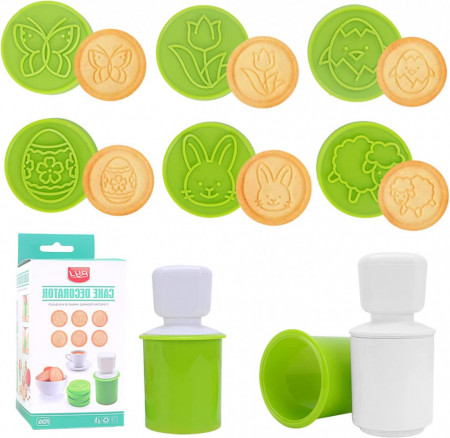 Set de 6 forme pentru biscuiti Keepaty, ABS, verde, 12 x 5,9 cm / 4,8 x 4,8 cm - Img 1