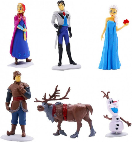 Set de 6 personaje Frozen pentru decorare tort Ropniik, plastic, multicolor, 6-10 cm - Img 1