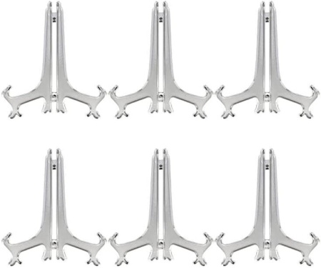 Set de 6 suporturi pentru farfurii Tincogo, plastic, argintiu, 25,4 cm