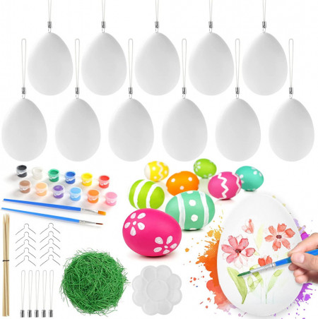 Set de 60 oua cu accesorii pentru decorat VGOODALL, plastic/silicon, multicolor