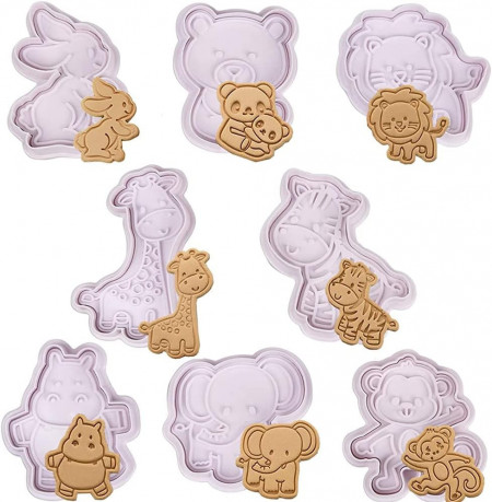 Set de 8 forme pentru biscuiti YGCHEN, tematica Halloween, plastic, mov, 5-9 cm