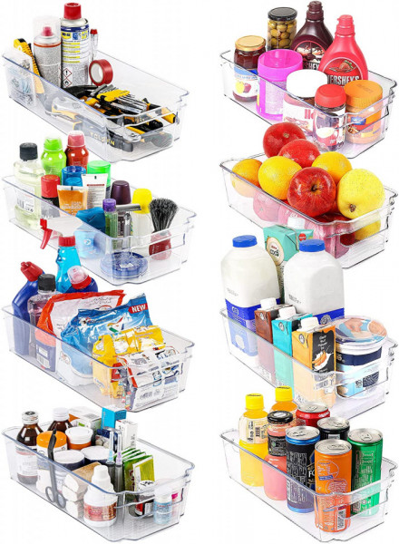 Set de 8 organizatoare pentru frigider Kichly, plastic, transparent