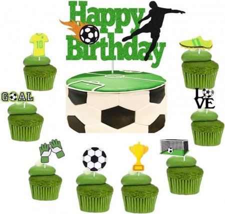 Set de decoratiuni pentru ornare tort HJHL, hartie, multicolor, fotbal