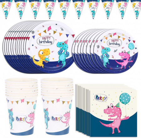 Set de vesela pentru petrecere Amycute, carton, multicolor, 65 piese - Img 1