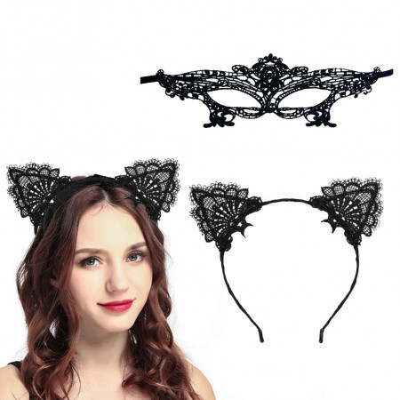Set masca si bentita pentru dama Bavooty, textil, negru