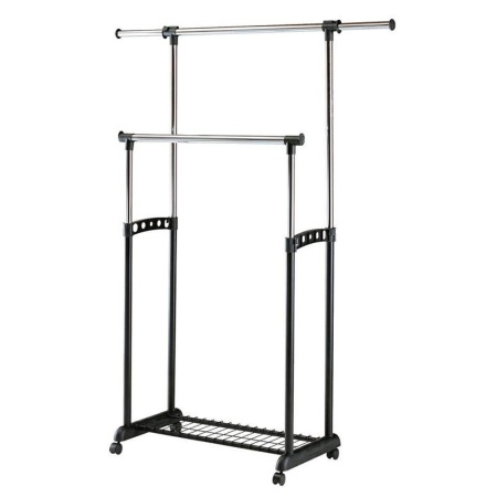 Stender dublu HM 11, reglabil pe inaltime, cu suport pantofi, cromat 97/170 x 44 x 90/142