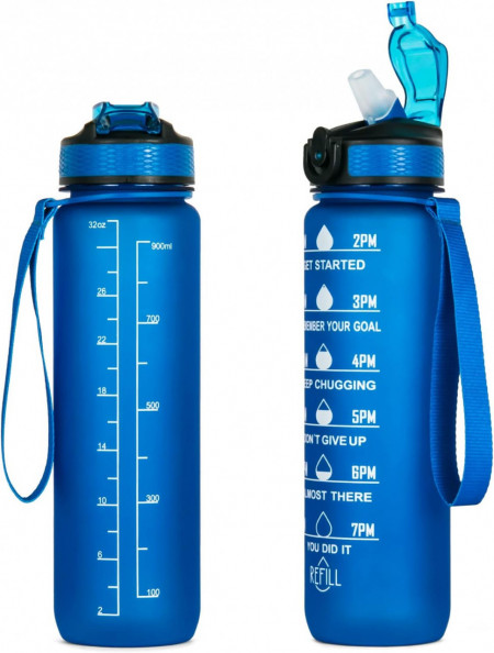 Sticla de apa pentru fitnes UVTQSSP, plastic, albastru , 1 L