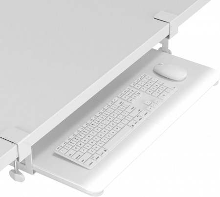 Suport tastatura detasabil cu clema C BONTEC, lemn, alb, 65 x 30 cm - Img 1