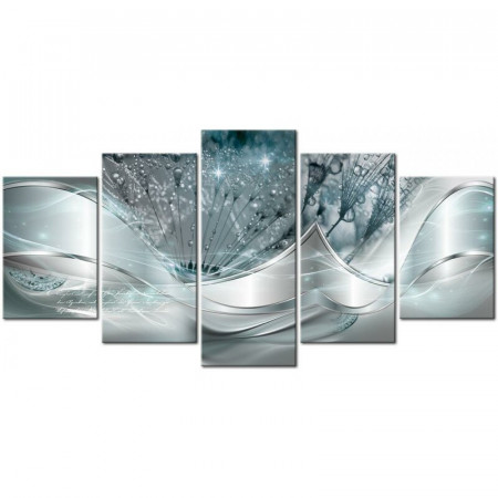 Tablou Sparkling Dandelions, 5 piese, panza, 100 x 200 cm - Img 1