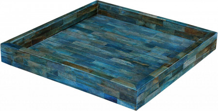Tava decorativa Artizanat Home, albastru, lemn, 30 x 30 cm - Img 1