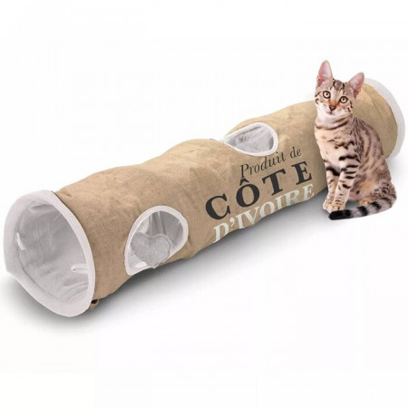 Tunel pentru pisici Celeste, maro/alb, 25 x 120 x 25 cm - Img 1