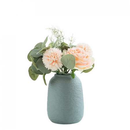 Vaza rotunda pentru flori Hewory, ceramica, gri, 14.5X10cm - Img 1