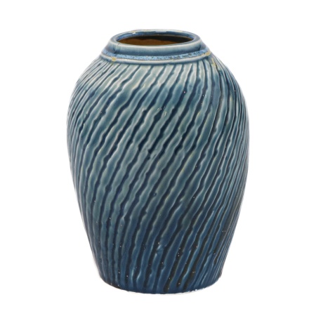 Vaza Shell, Ceramica, Albastru, 18cm