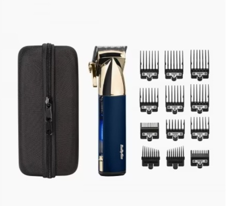 Aparat de tuns parul Super-X Metal BaByliss E992E , 12 Accesorii, 3 ore, 1,5-25mm , 10 pozitii, Otel Japonez,Husa, Auriu-Albastru Marin, Resigilat, Grad A - Img 1