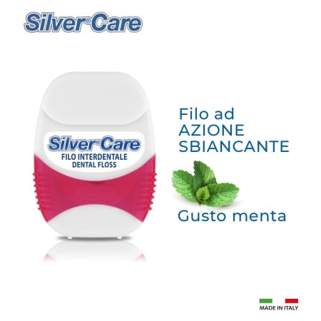 Ata dentara Silver Care expandabila si actiune albire naturala Siliciu, aroma Menta, 25m, made in Italy