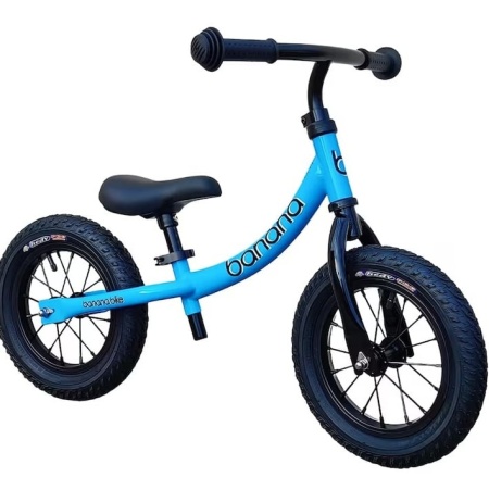 Bicicleta fara pedale Balance Bike, banana bike, 12 inch, varsta 2-5 ani, cadru din aluminiu, albastru, Resigilat, Grad A - Img 1