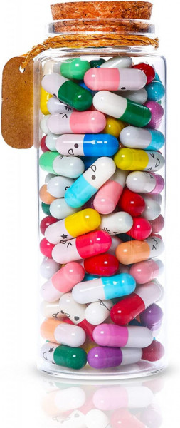 Borcan cu 100 de capsule cu mesaje de iubire Amycute, sticla/plastic/hartie, multicolor, - Img 1