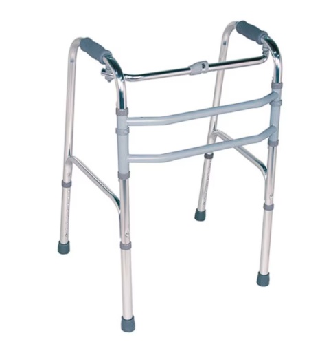 Cadru de mers cu 2 bare frontale, pliabil, ajustabil pe inaltime, cu functie de pasitor, din aluminiu, CMZ-915L, Resigilat, Grad A