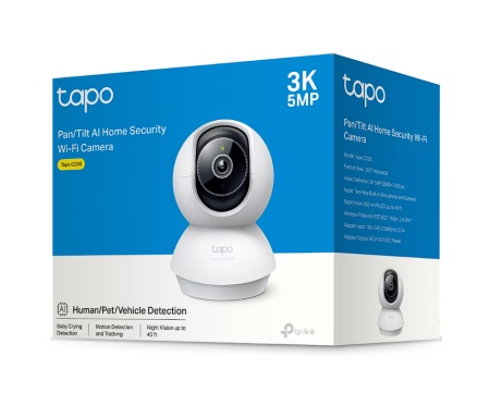 Camera de supraveghere Smart TP-Link Tapo C230 cu Pan/Tilt 360 grade, 5MP, 3K, 2880x1620, Utilizare Baby Monitor, Wireless, Night Vision, Detectare Smart AI, Two-Way Audio, Alarma sonora si luminoasa, Control Vocal, ONVIF, Resigilat, Grad A