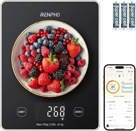 Cantar SMART Digital Nutritional de Bucatarie RENPHO R-T001 – Bluetooth, Calorii, Dieta si Fitness, compatibil Apple Health, Fitbit, Samsung Health