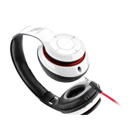 Casti audio fara fir GoGEN HBTM 41WR, Bluetooth, radioFM incorporat, microfon, alb cu rosu