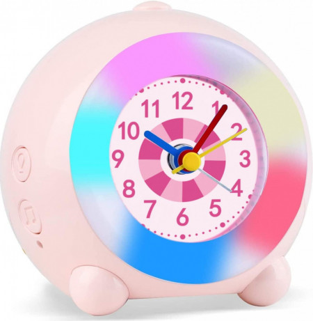 Ceas cu alarma SOCICO, plastic, roz, 10 x 10 cm