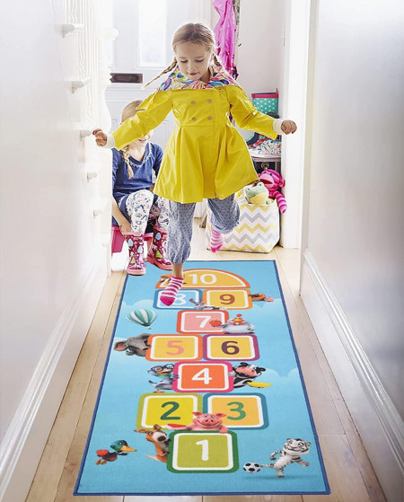 Covor pentru camera copiilor Kapler, cauciuc/textil, multicolor, 180 x 70 cm