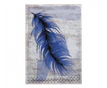 Covor Pluma, textil, gri/albastru inchis, 190 x 290 cm - Img 1